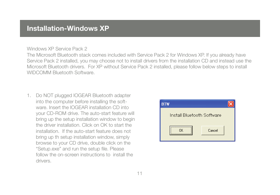 Installation-windows xp | IOGear GBU421 User Manual | Page 11 / 64