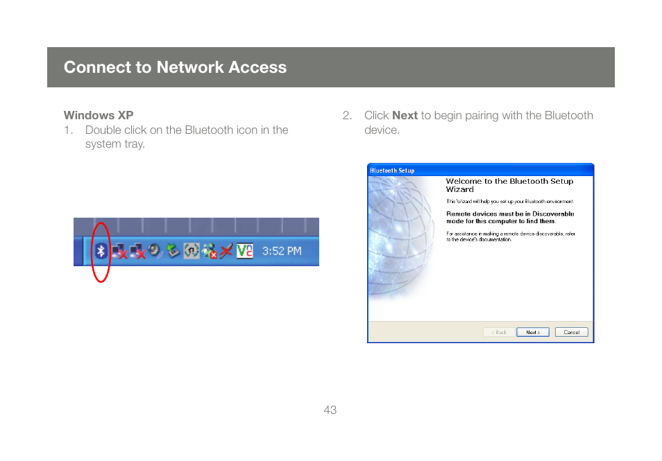 Connect to network access, Windows xp | IOGear GBU421 User Manual | Page 43 / 64