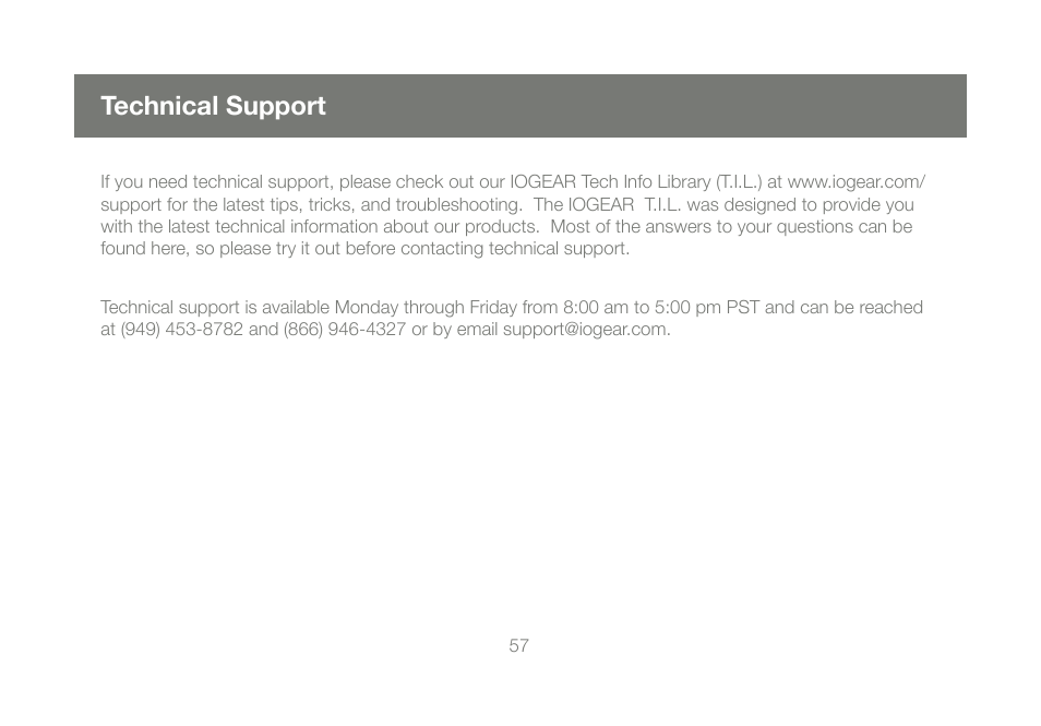 Technical support | IOGear GBU421 User Manual | Page 57 / 64