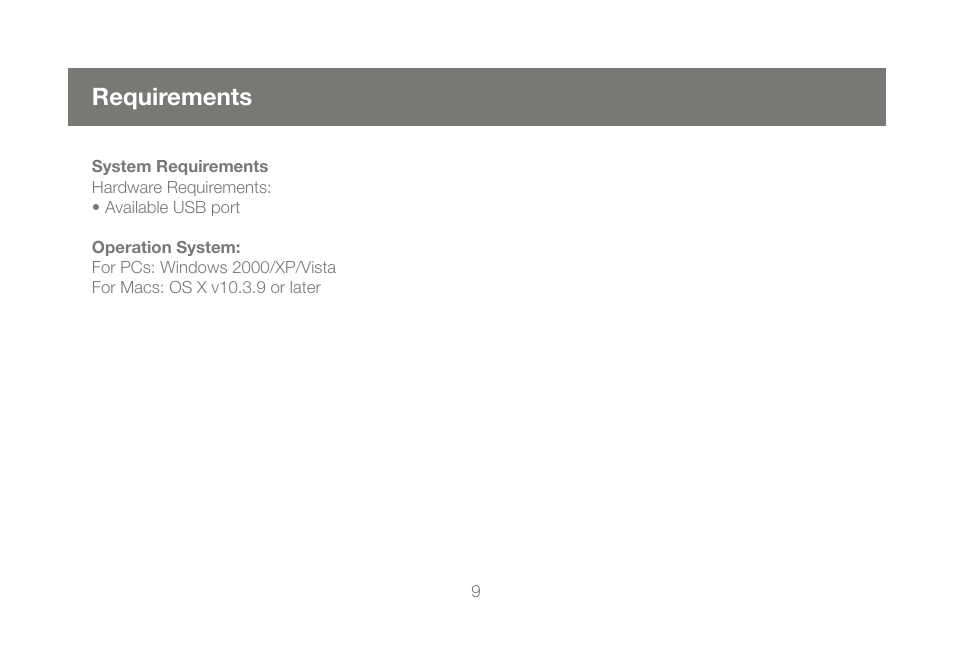 Requirements | IOGear GBU421 User Manual | Page 9 / 64