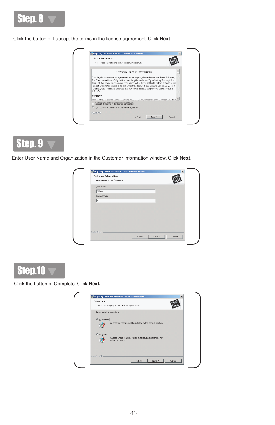 Step. 8 step. 9 step.10 | IOGear Wireless GWP512 User Manual | Page 12 / 16