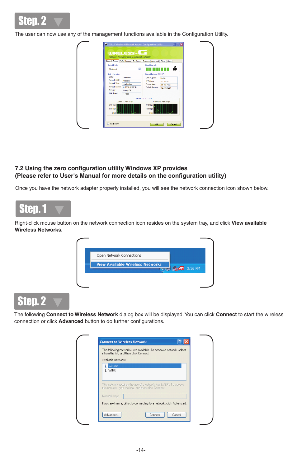 Step. 2, Step. 1 | IOGear Wireless GWP512 User Manual | Page 15 / 16