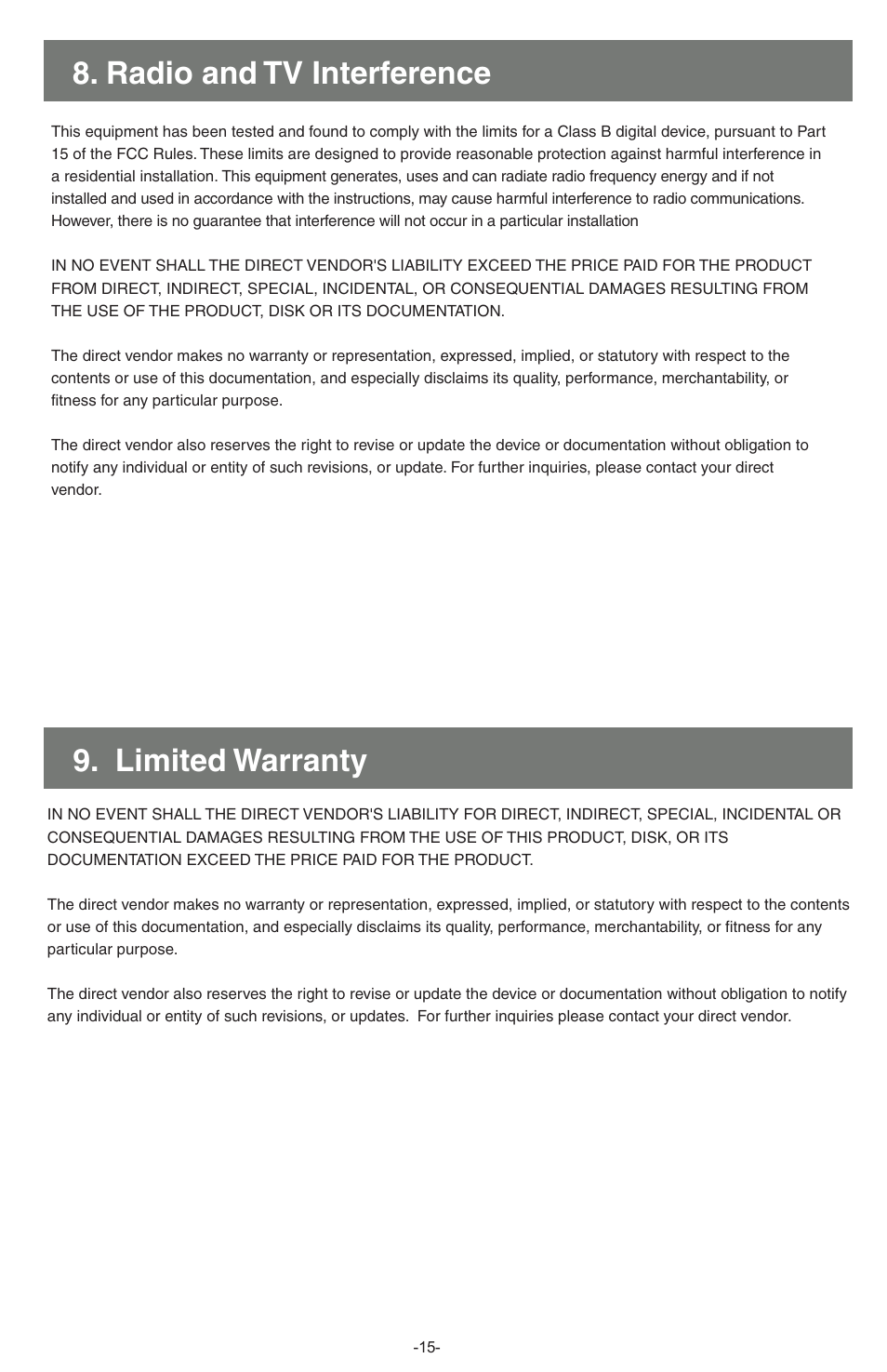 Radio and tv interference, Limited warranty | IOGear Wireless GWP512 User Manual | Page 16 / 16