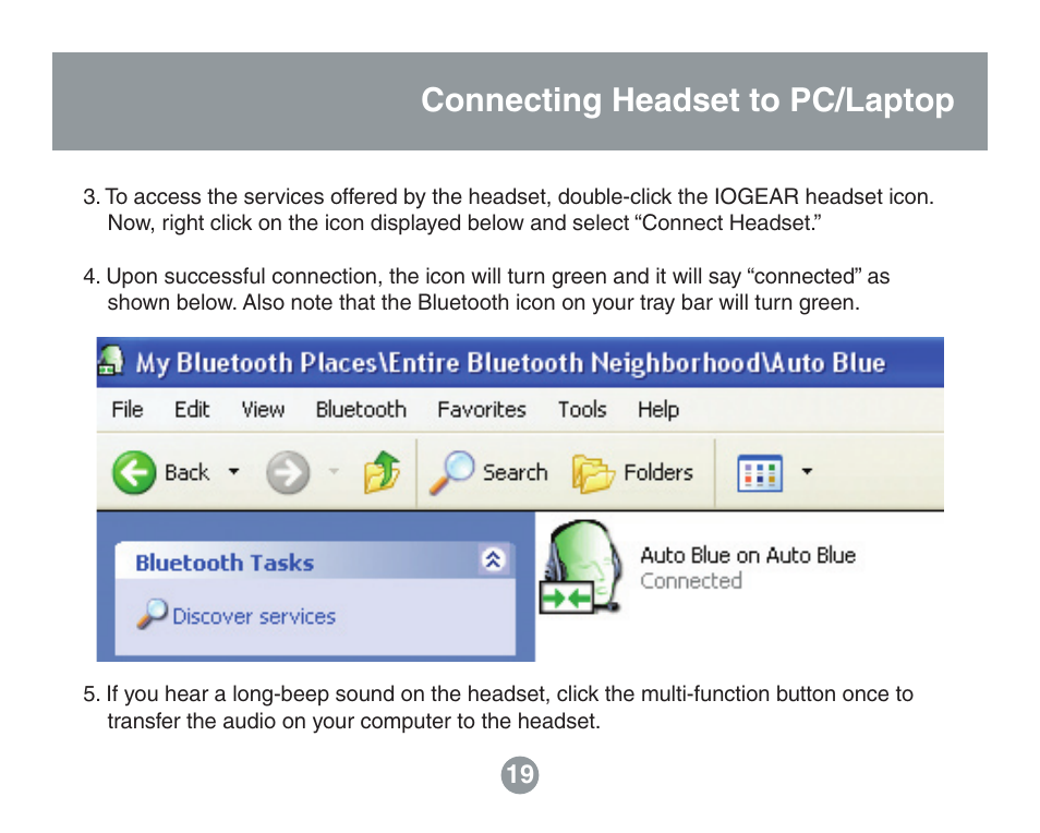 Connecting headset to pc/laptop | IOGear GBE211 User Manual | Page 17 / 54