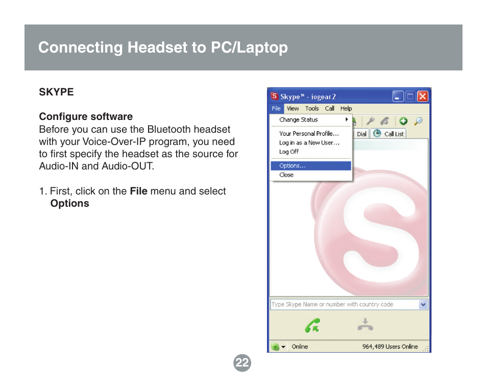 Connecting headset to pc/laptop | IOGear GBE211 User Manual | Page 20 / 54