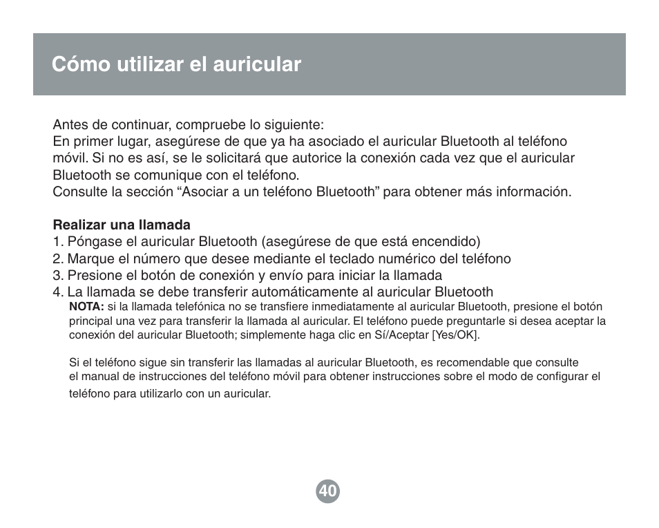 Cómo utilizar el auricular | IOGear GBE211 User Manual | Page 38 / 54