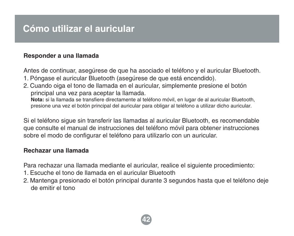 Cómo utilizar el auricular | IOGear GBE211 User Manual | Page 40 / 54