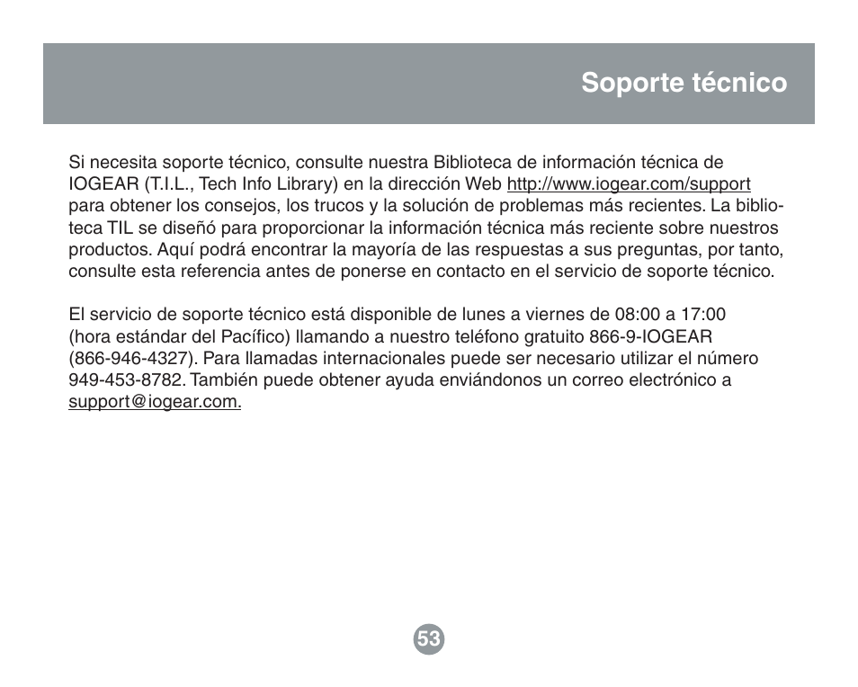 Soporte técnico | IOGear GBE211 User Manual | Page 51 / 54