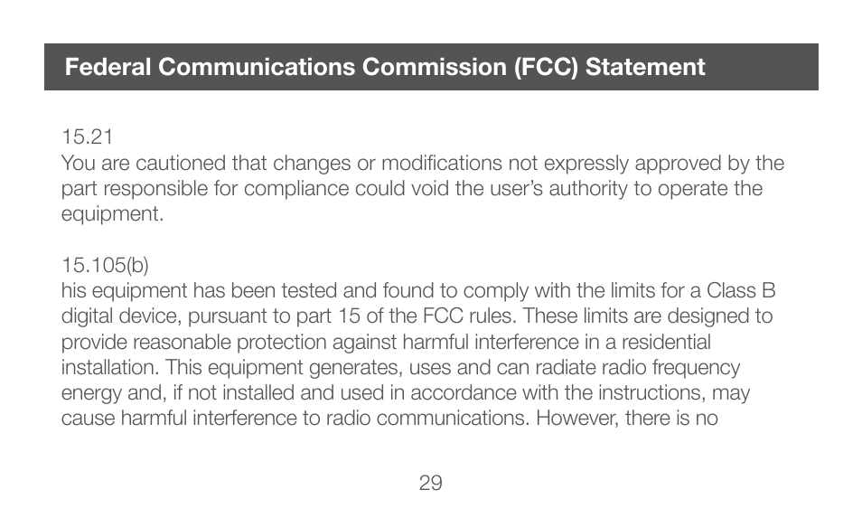 Federal communications commission (fcc) statement | IOGear GBHFK231 User Manual | Page 29 / 36