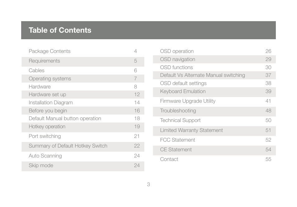 IOGear GCS1802 User Manual | Page 3 / 56