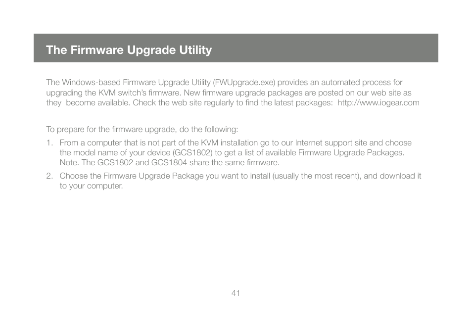 The firmware upgrade utility | IOGear GCS1802 User Manual | Page 41 / 56