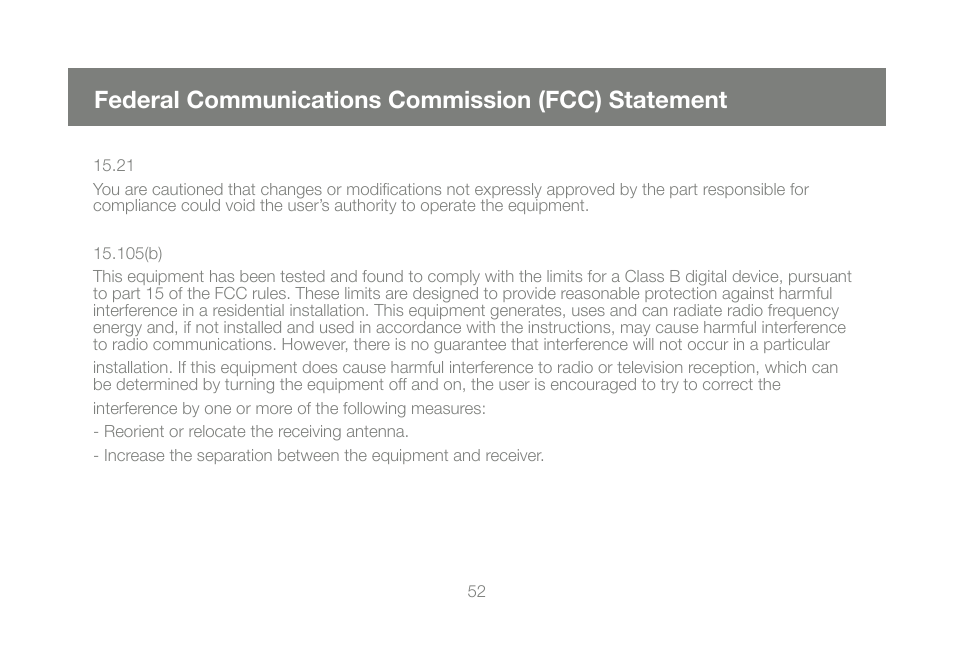 Federal communications commission (fcc) statement | IOGear GCS1802 User Manual | Page 52 / 56