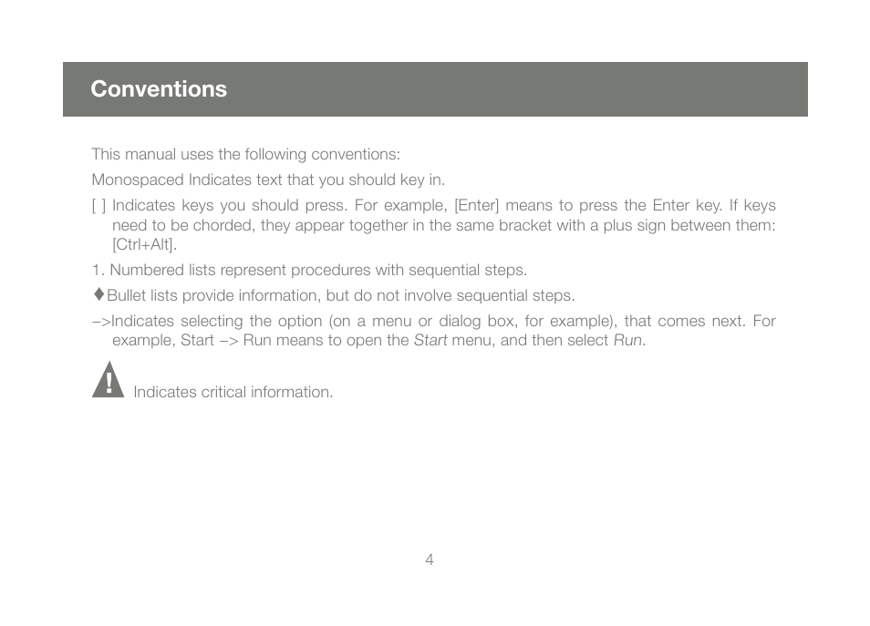 Conventions | IOGear GCS1784 User Manual | Page 4 / 44