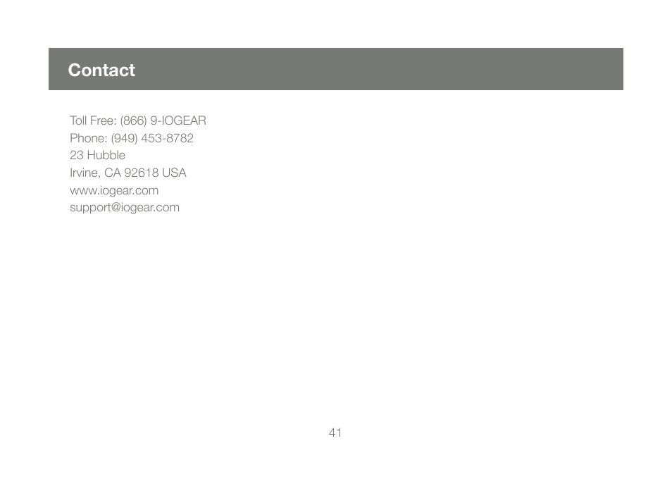 Contact | IOGear GCS1784 User Manual | Page 41 / 44