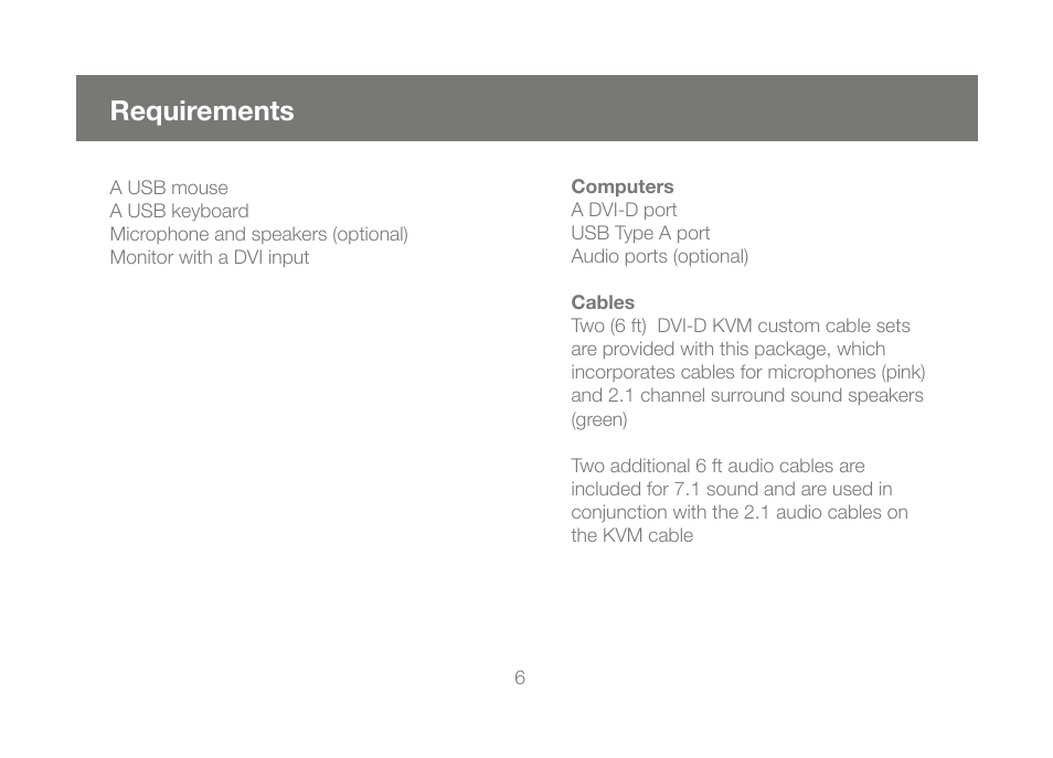 Requirements | IOGear GCS1784 User Manual | Page 6 / 44