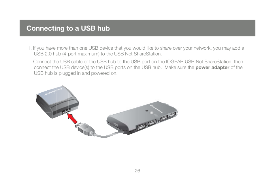 Connecting to a usb hub | IOGear GUIP201 M1023 User Manual | Page 26 / 68