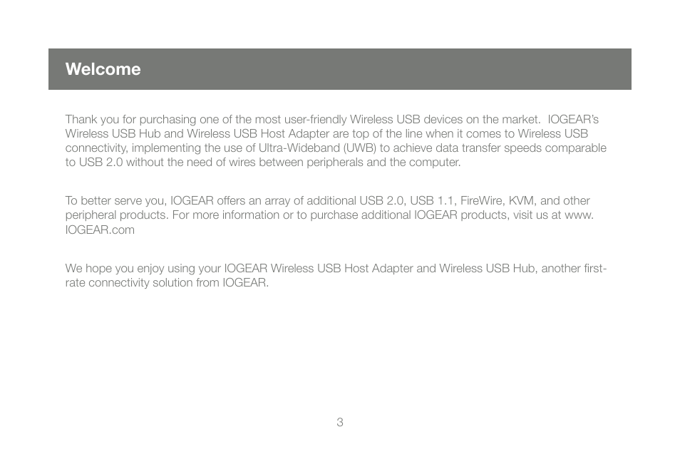 Welcome | IOGear GUWH104KIT User Manual | Page 3 / 38
