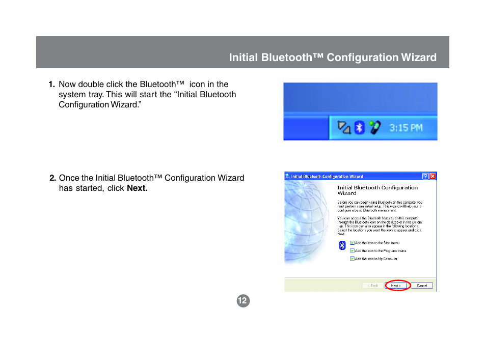 Initial bluetooth™ configuration wizard | IOGear GBU321 User Manual | Page 14 / 43