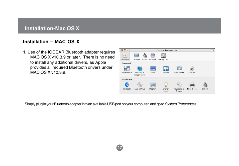 Installation-mac os x | IOGear GBU321 User Manual | Page 19 / 43