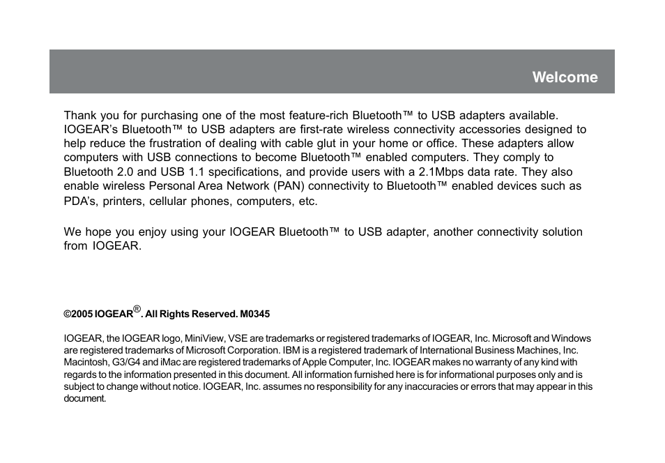 Welcome | IOGear GBU321 User Manual | Page 2 / 43