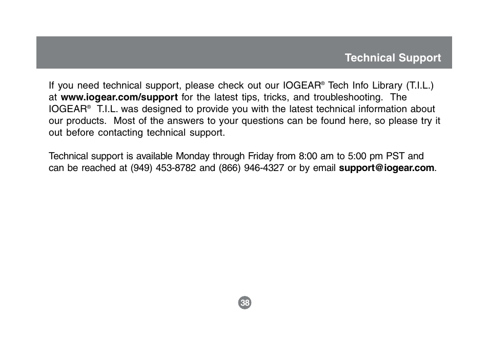 Technical support | IOGear GBU321 User Manual | Page 40 / 43