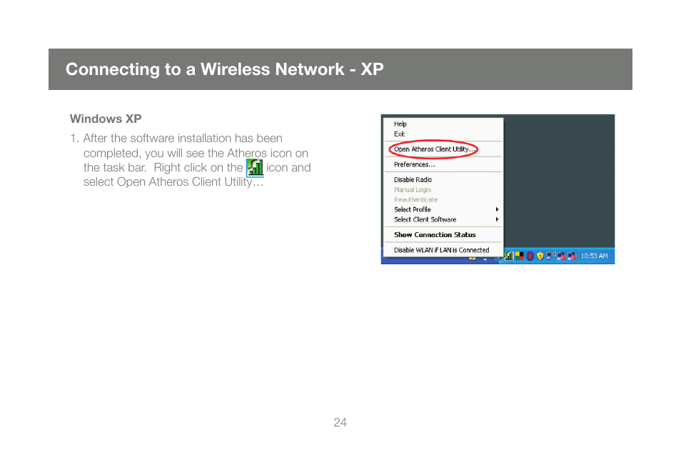 Connecting to a wireless network - xp | IOGear Wireless-N GWU623 User Manual | Page 24 / 76