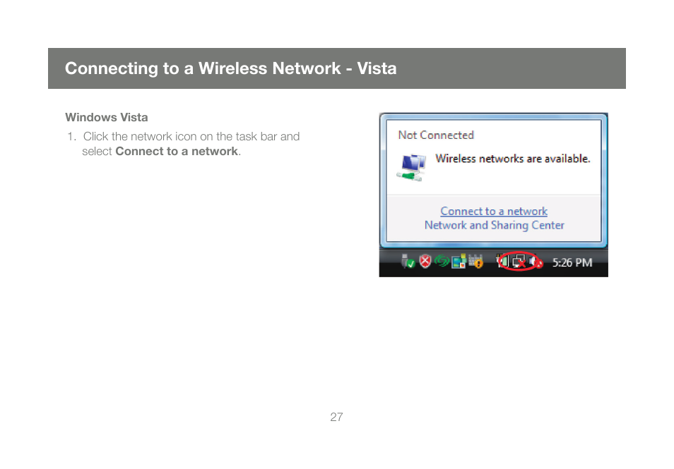 Connecting to a wireless network - vista | IOGear Wireless-N GWU623 User Manual | Page 27 / 76