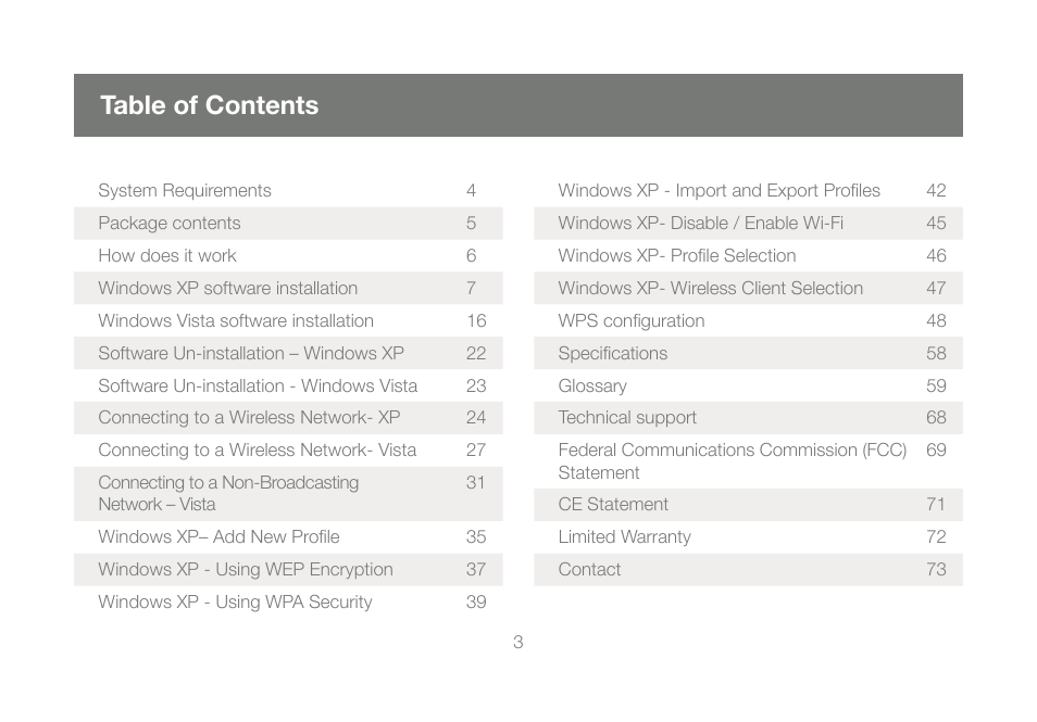 IOGear Wireless-N GWU623 User Manual | Page 3 / 76