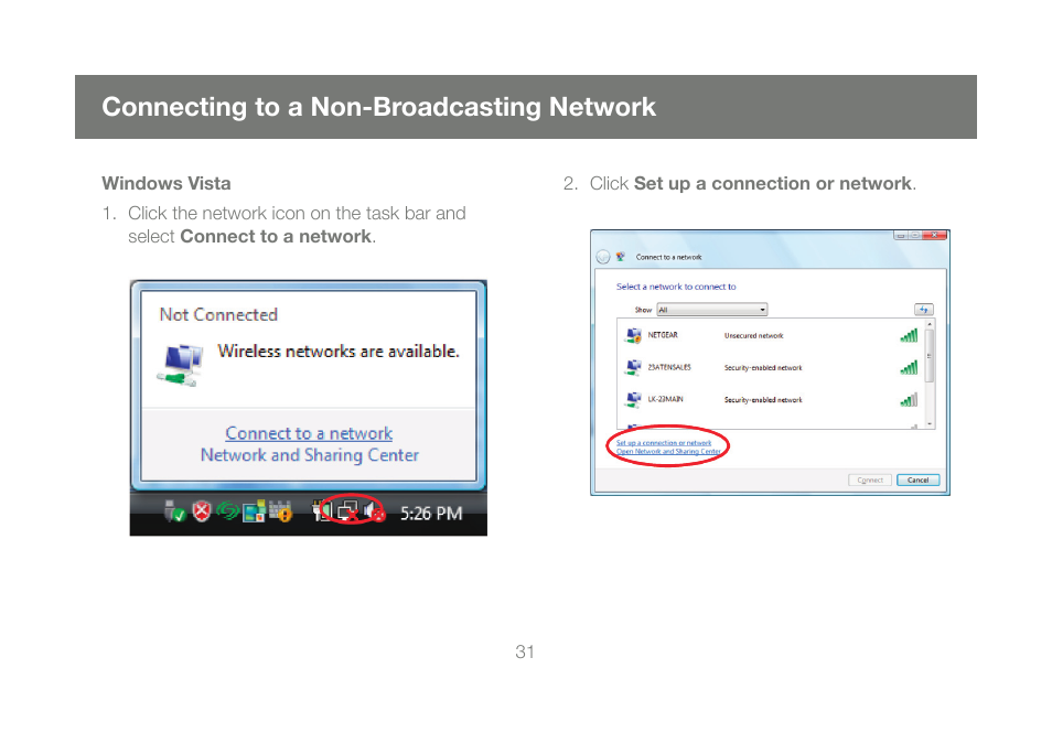 Connecting to a non-broadcasting network | IOGear Wireless-N GWU623 User Manual | Page 31 / 76