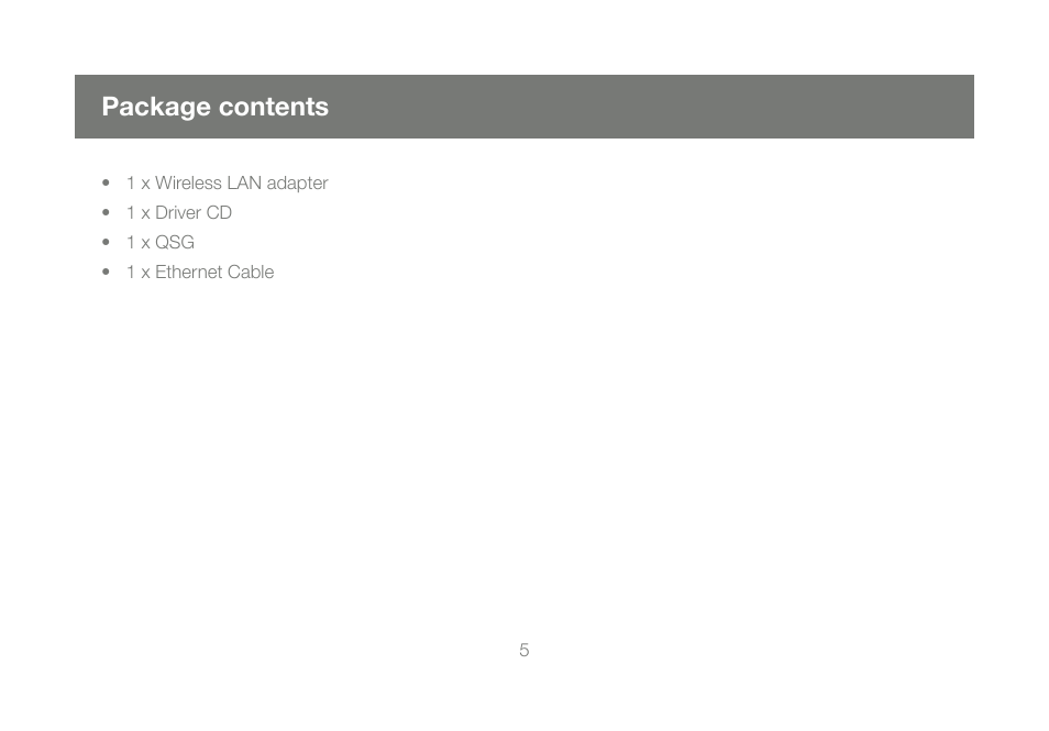 Package contents | IOGear Wireless-N GWU623 User Manual | Page 5 / 76