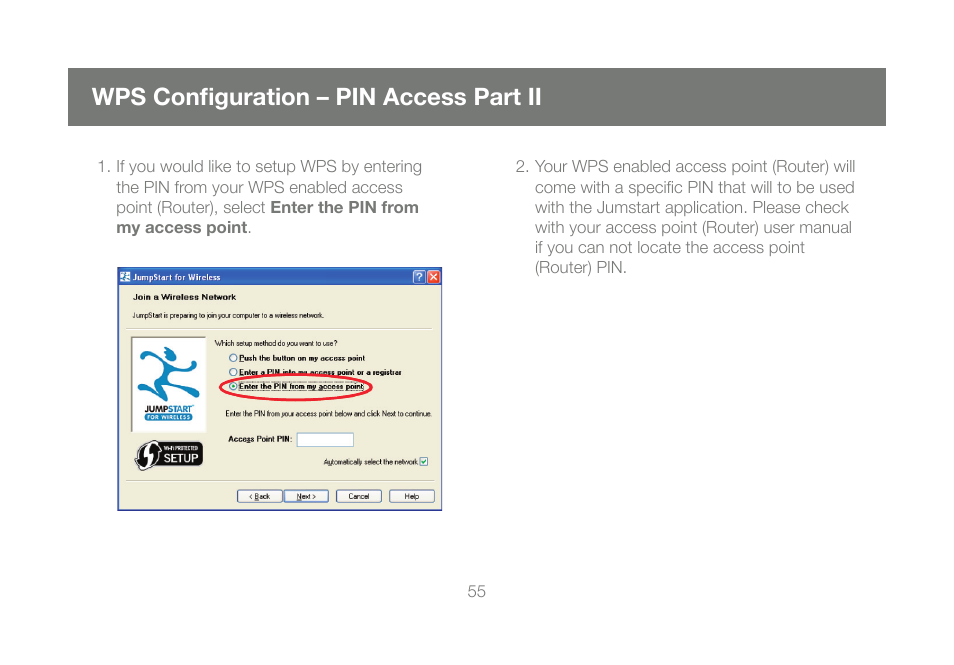 Wps confi guration – pin access part ii | IOGear Wireless-N GWU623 User Manual | Page 55 / 76