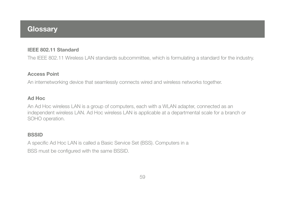 Glossary | IOGear Wireless-N GWU623 User Manual | Page 59 / 76