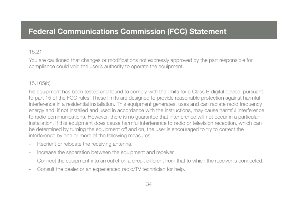 Federal communications commission (fcc) statement | IOGear M1086 User Manual | Page 34 / 40