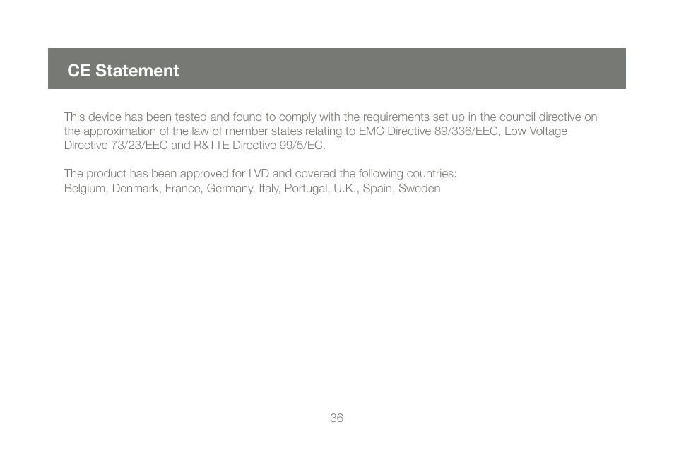 Ce statement | IOGear M1086 User Manual | Page 36 / 40