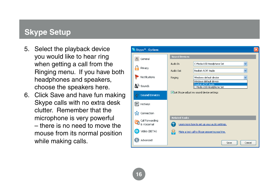 Skype setup | IOGear GMESKYP1 User Manual | Page 16 / 20