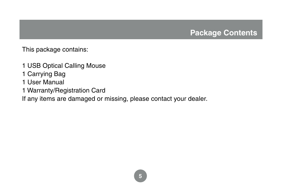 Package contents | IOGear GMESKYP1 User Manual | Page 5 / 20