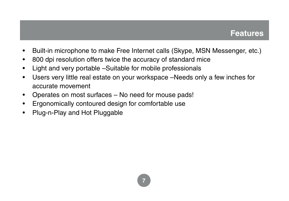 Features | IOGear GMESKYP1 User Manual | Page 7 / 20