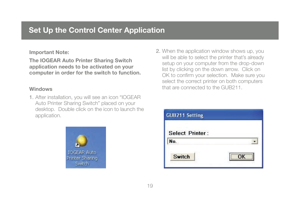 Set up the control center application | IOGear M1327 User Manual | Page 19 / 30