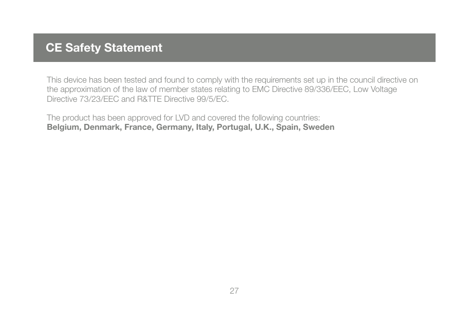 Ce safety statement | IOGear M1327 User Manual | Page 27 / 30