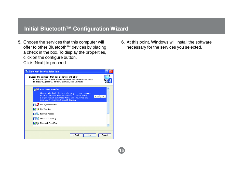 Initial bluetooth™ configuration wizard | IOGear GBU211 User Manual | Page 18 / 60