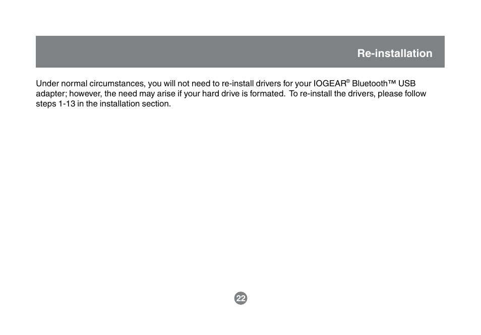 Re-installation | IOGear GBU211 User Manual | Page 25 / 60