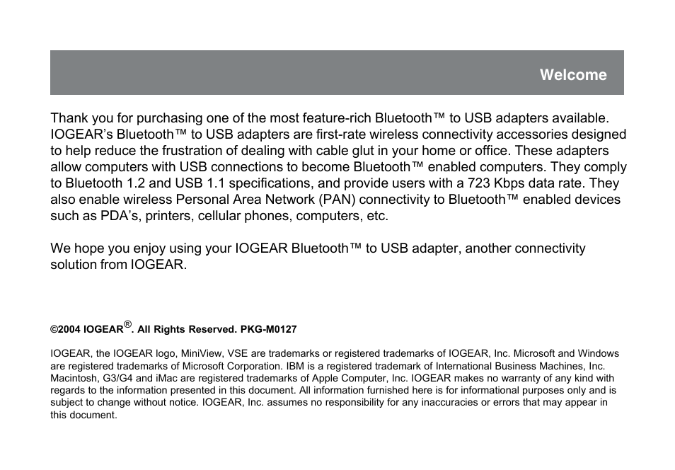 Welcome | IOGear GBU211 User Manual | Page 3 / 60