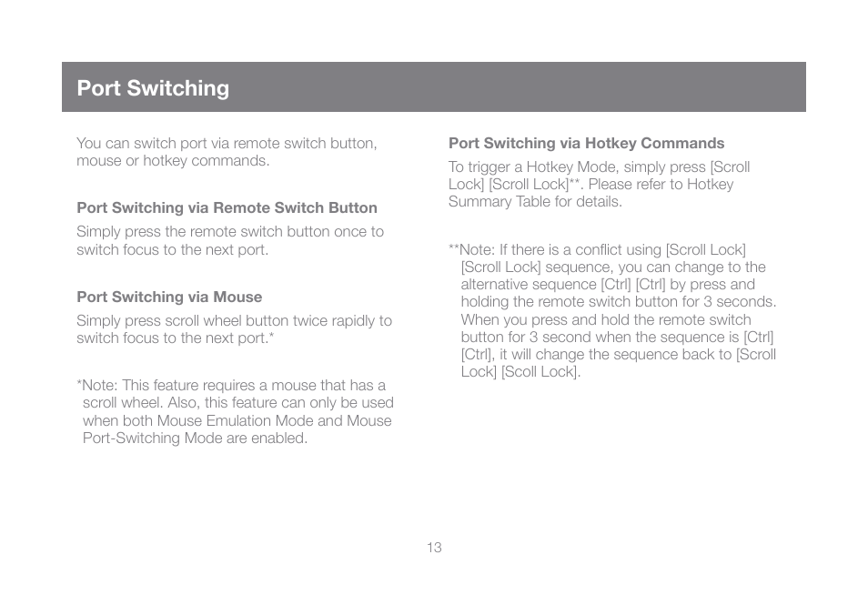 Port switching | IOGear GCS932UB User Manual | Page 13 / 32