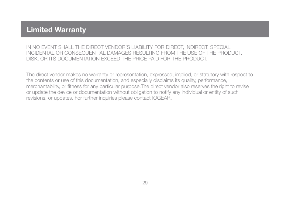 Limited warranty | IOGear GCS932UB User Manual | Page 29 / 32