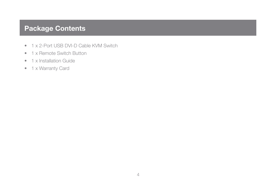 Package contents | IOGear GCS932UB User Manual | Page 4 / 32