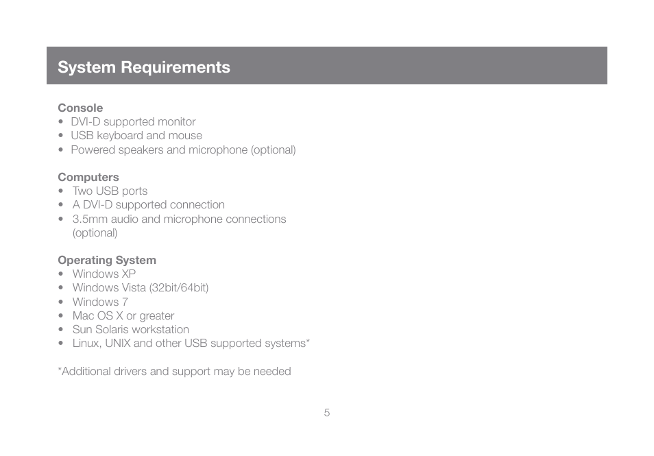 System requirements | IOGear GCS932UB User Manual | Page 5 / 32