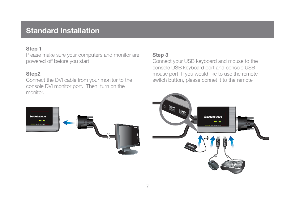 Standard installation | IOGear GCS932UB User Manual | Page 7 / 32