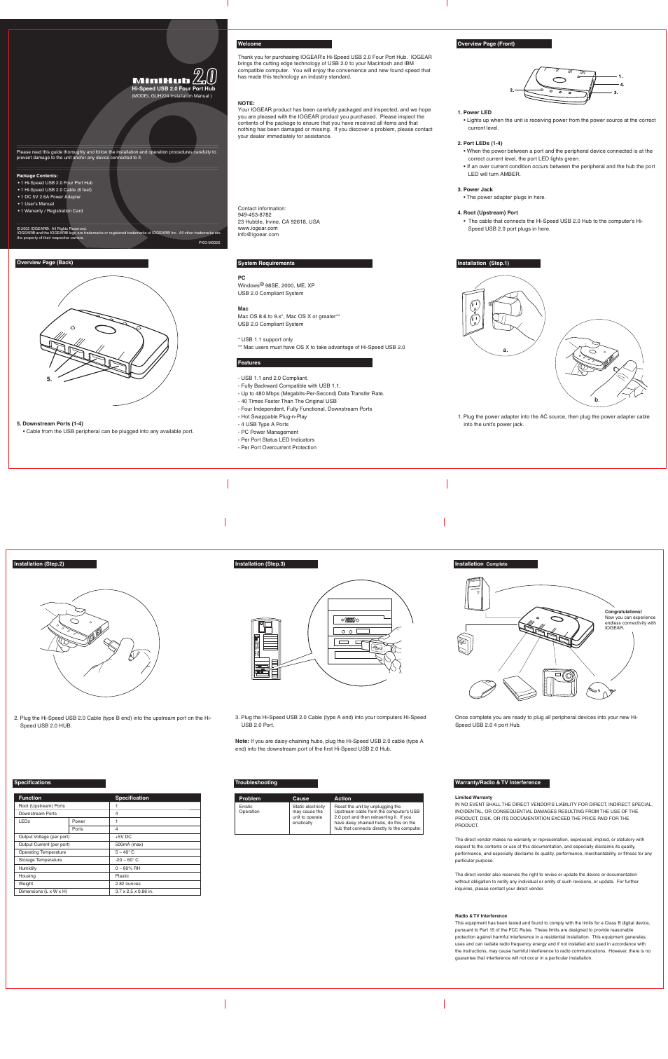 IOGear MINIHUB GUH224 User Manual | 1 page
