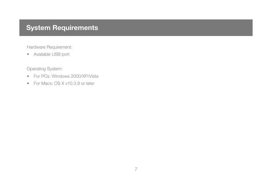 System requirements | IOGear GBU241W6 User Manual | Page 7 / 68