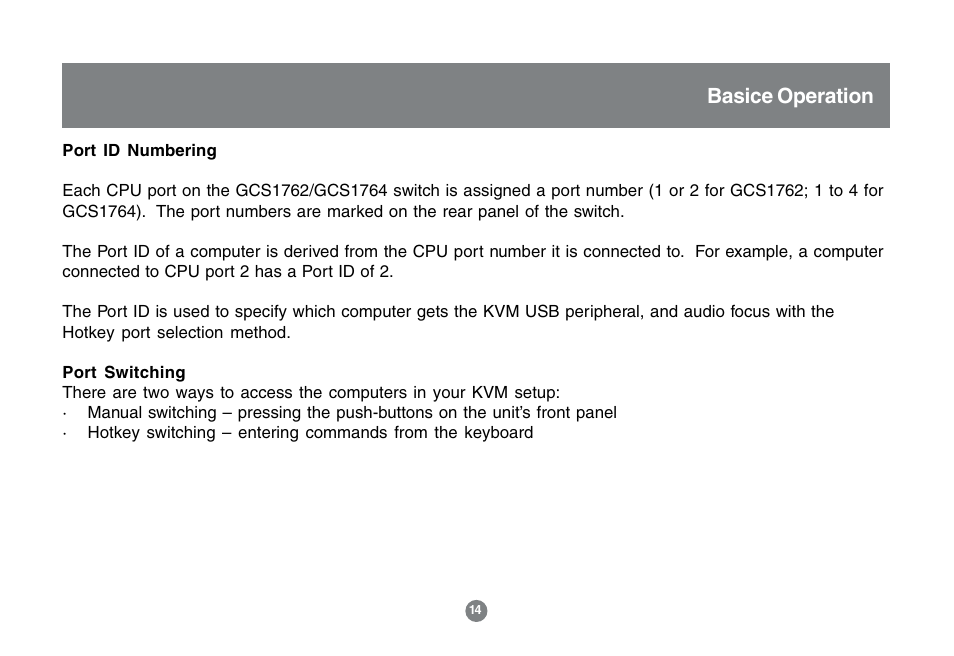 Basice operation | IOGear GCS1762 User Manual | Page 16 / 45